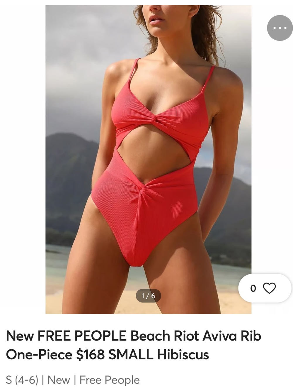 Beach Riot Aviva Ribbed Twist Cutout One-Piece — Hibiscus